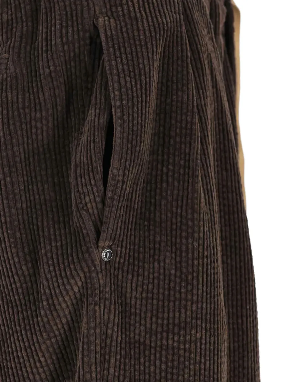 White Sand Corduroy Belted Trousers In Brown