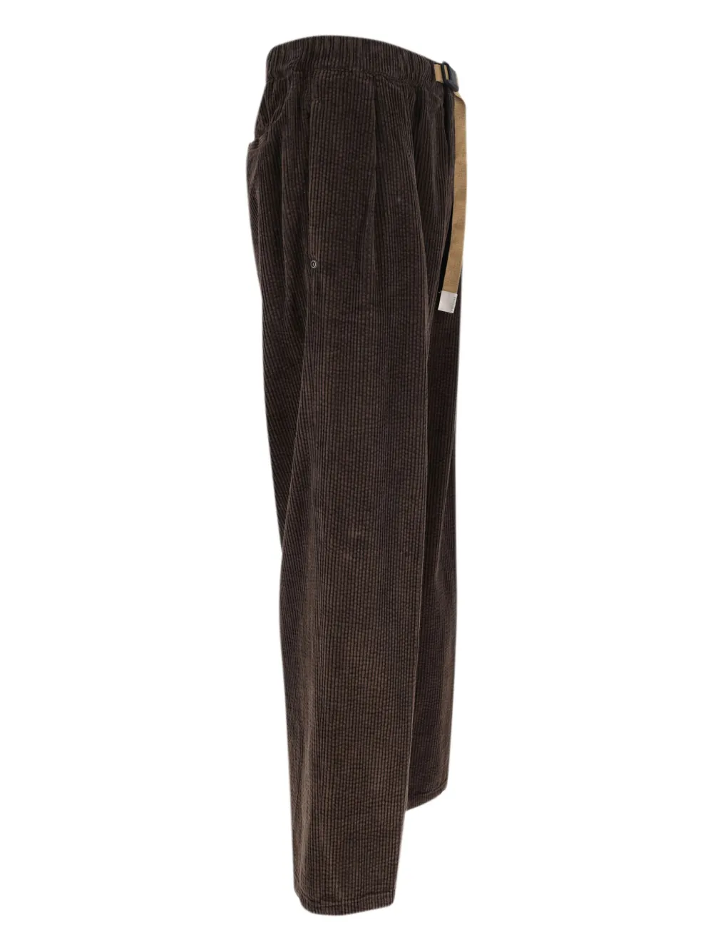 White Sand Corduroy Belted Trousers In Brown