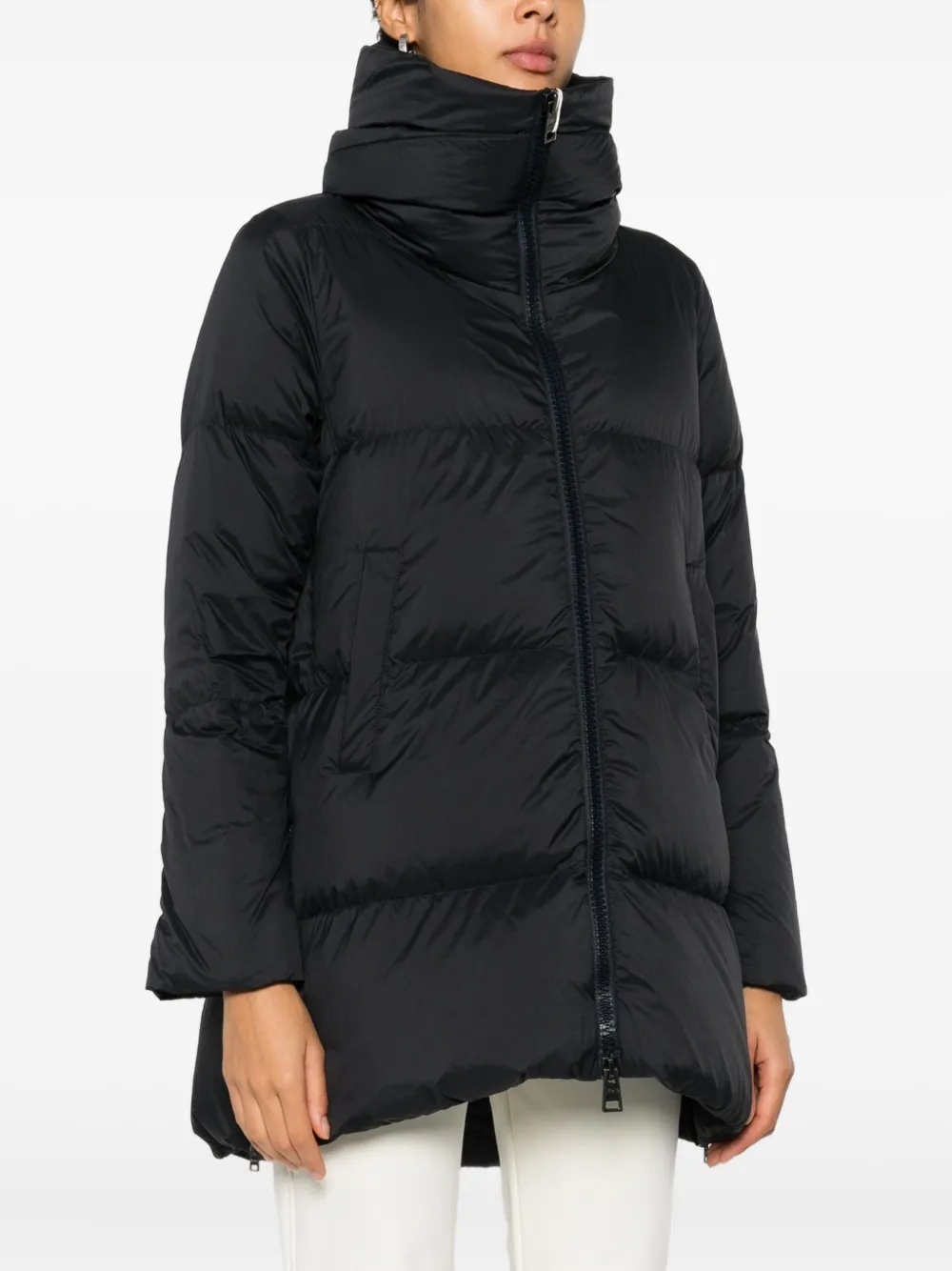 Herno Funnel-neck Coat In Black