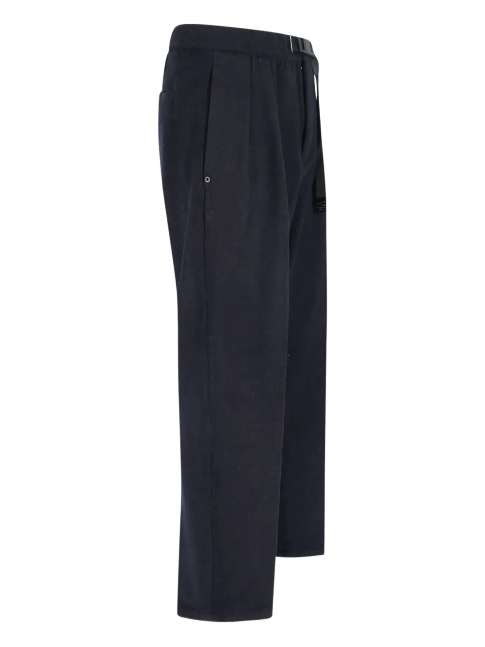 White Sand Buckle Pleated Trousers In Blue