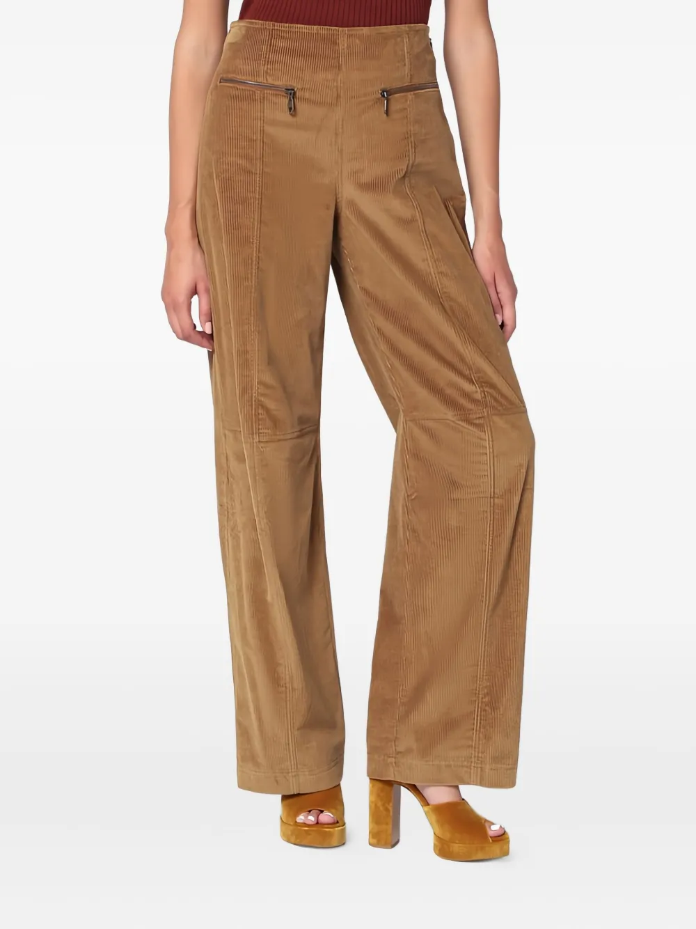 ETRO zip corduroy trousers - Marrone