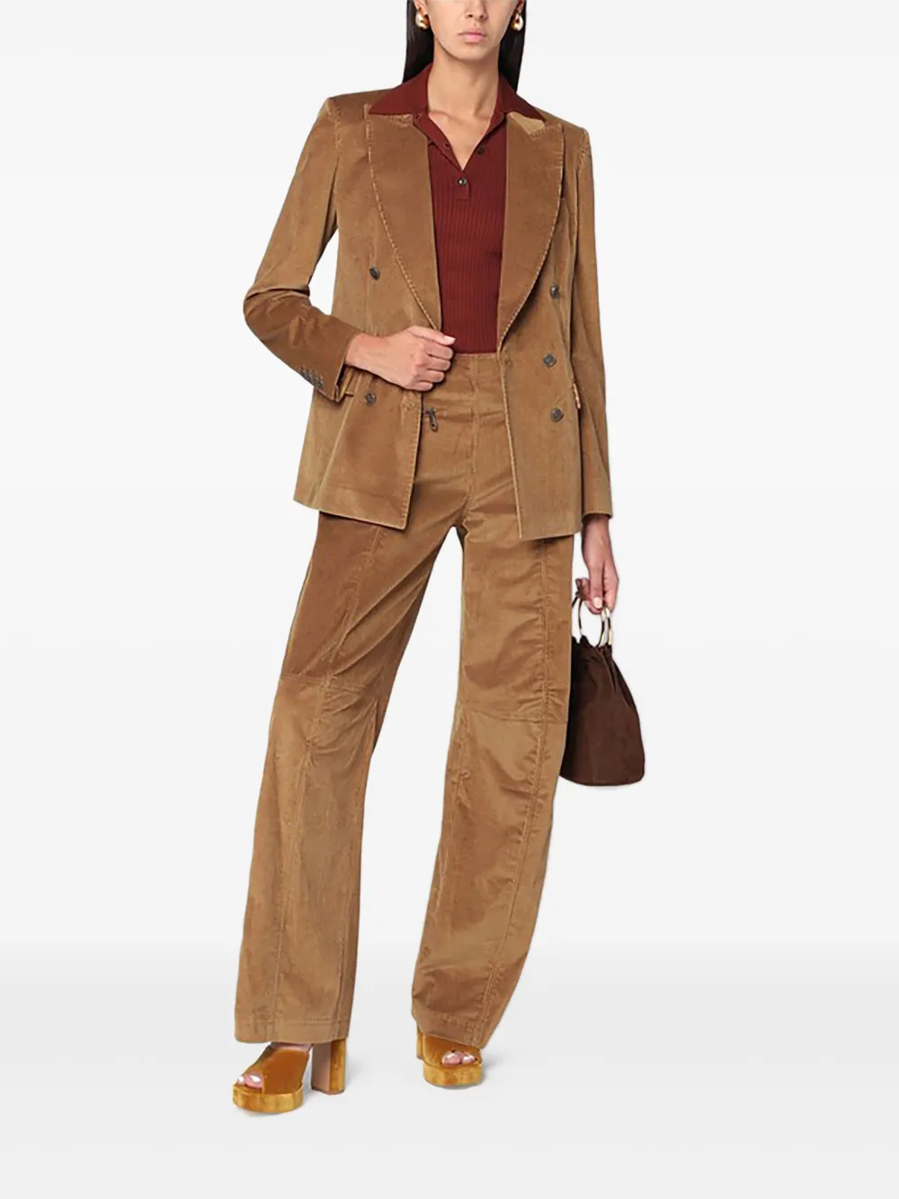 ETRO Ribfluwelen broek met rits - Bruin