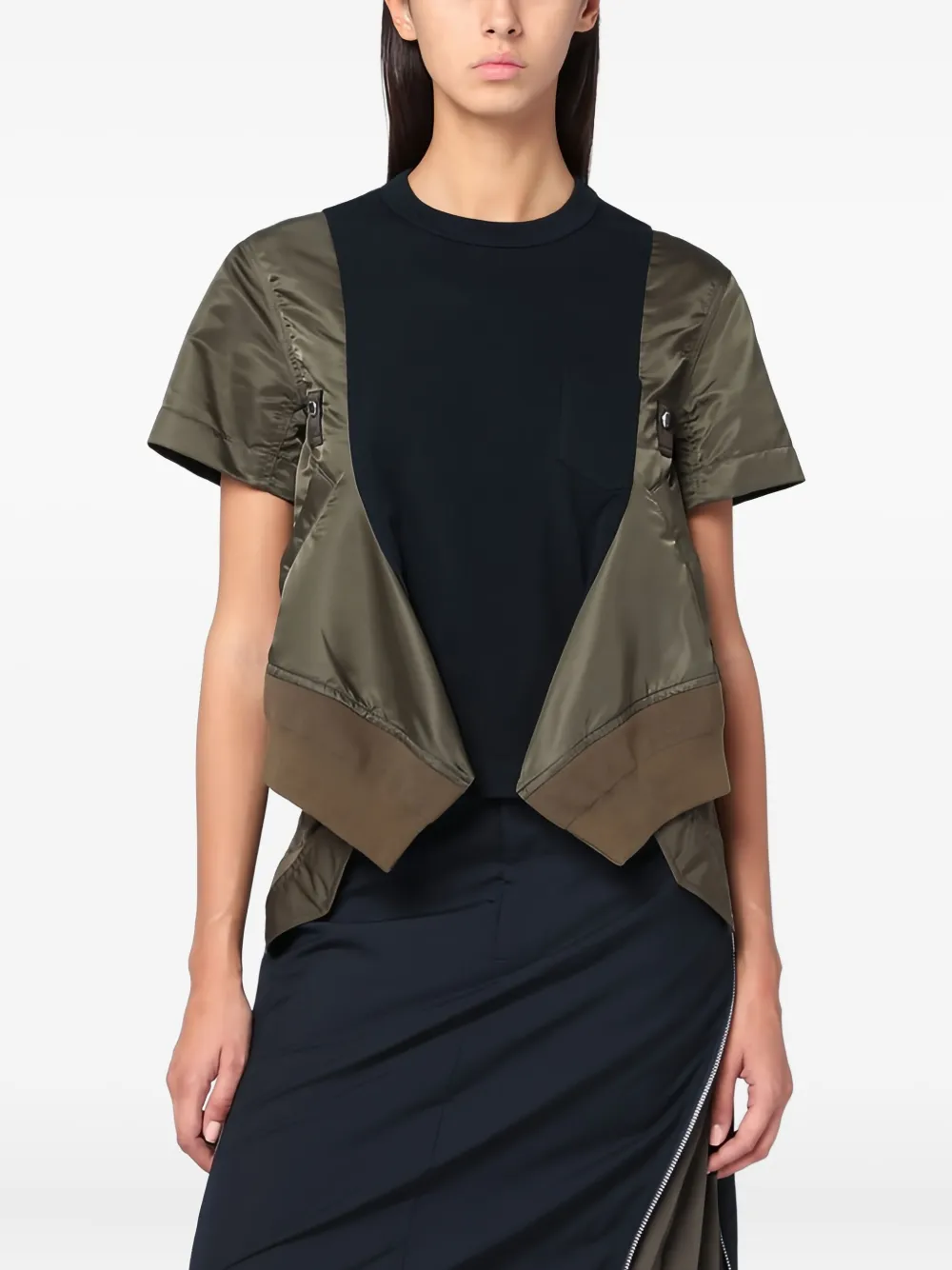sacai T-shirt con design a inserti - Nero
