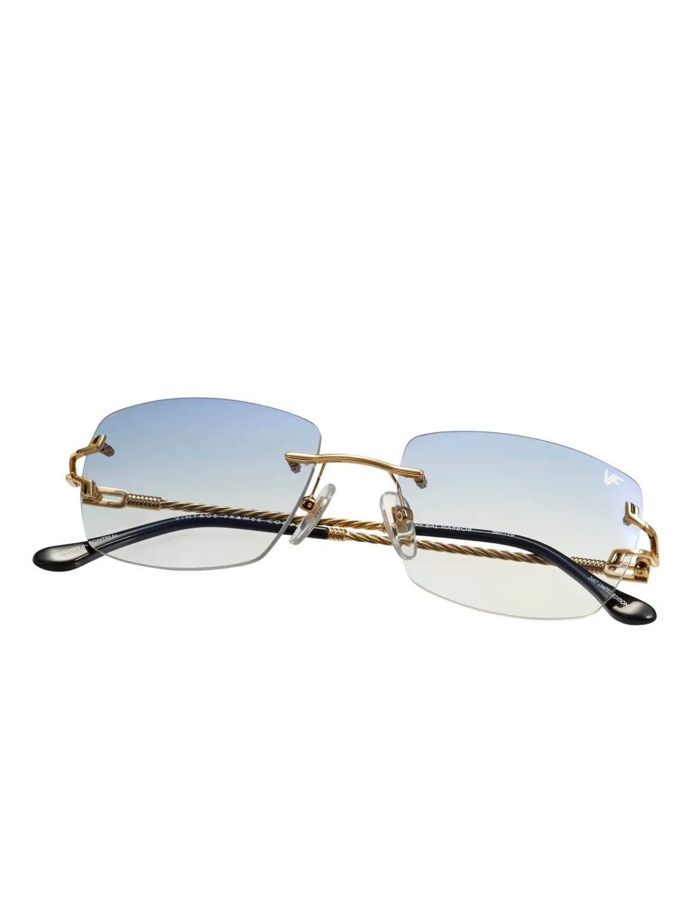 Vintage Frames Company Bal Harbour Rimless Sunglasses In Blue