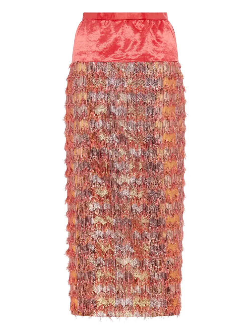Markarian  ria midi contrast fringed skirt | Orange | Image 1