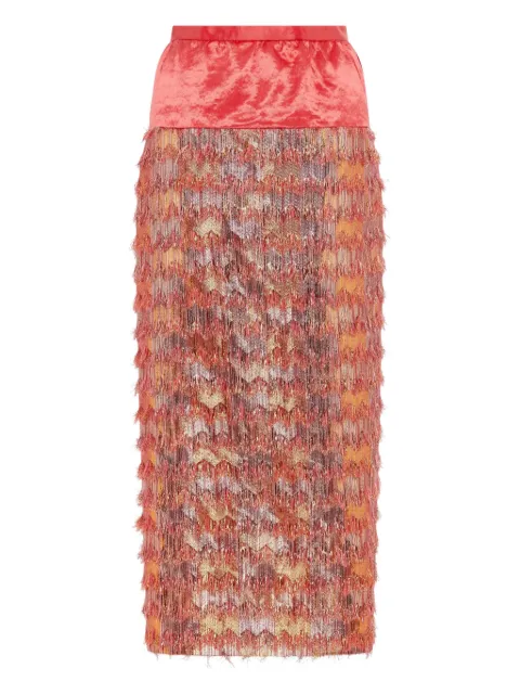 Markarian  ria midi contrast fringed skirt