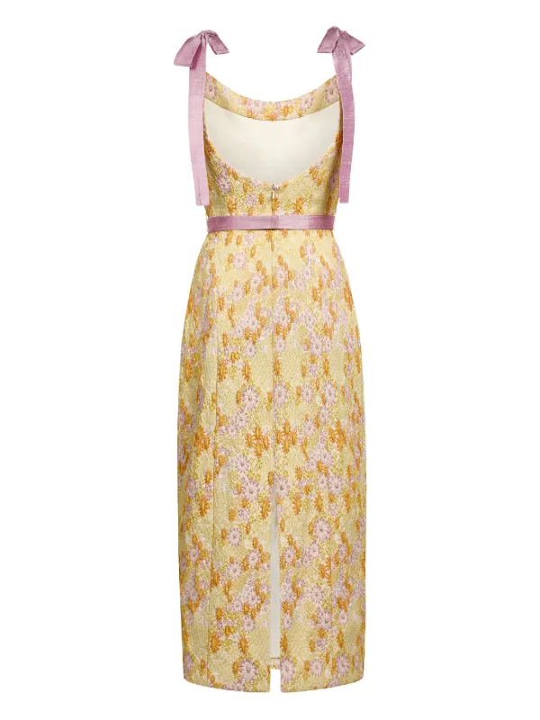 slim fit dress slacks Ditsy Floral Gown With Shoulder Strap Trains main image 0