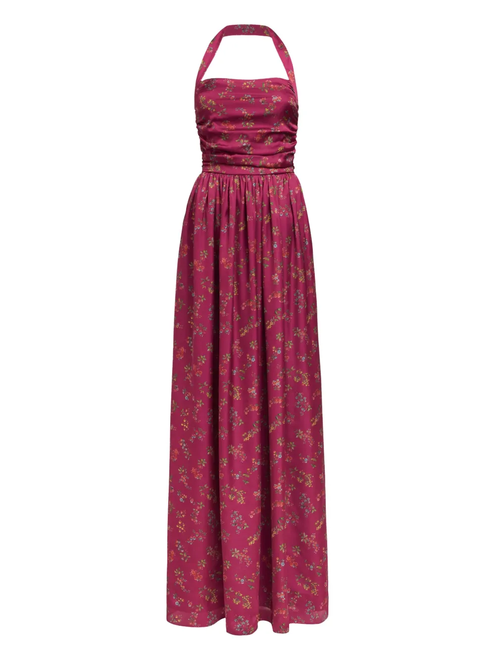 Markarian Anastasia Floral Ruched Halter Dresse In Pink