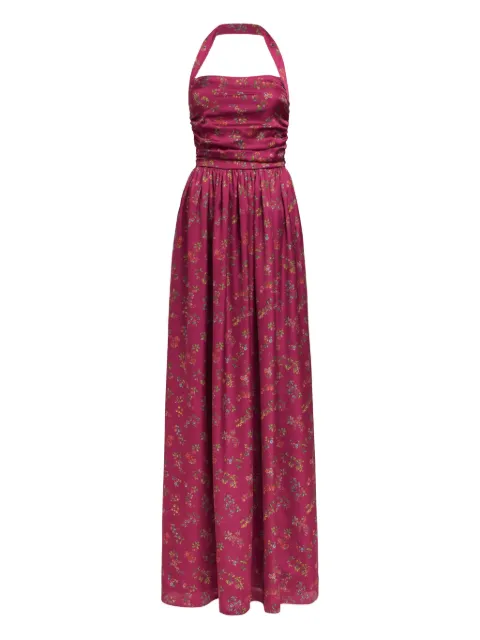 Markarian Anastasia floral ruched halter dresse