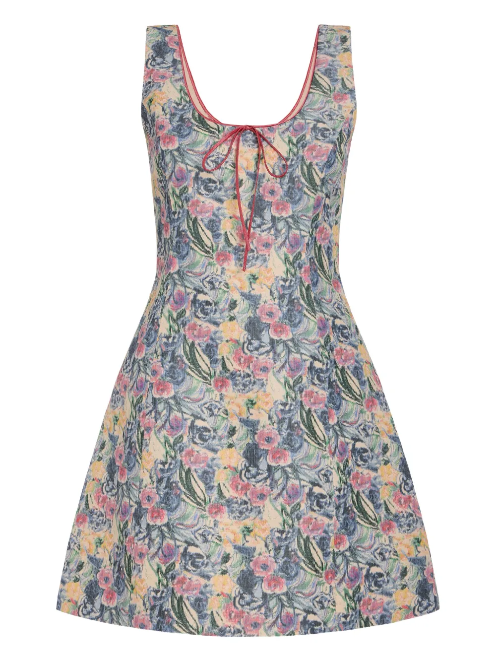 Markarian Cecilia Mini Ikat Scoop Neck Dress In Neutral
