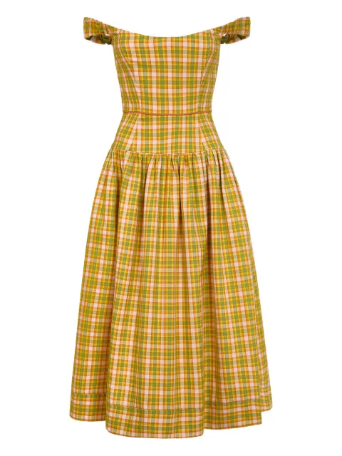 Markarian Giorgia midi ruffled plaid dress