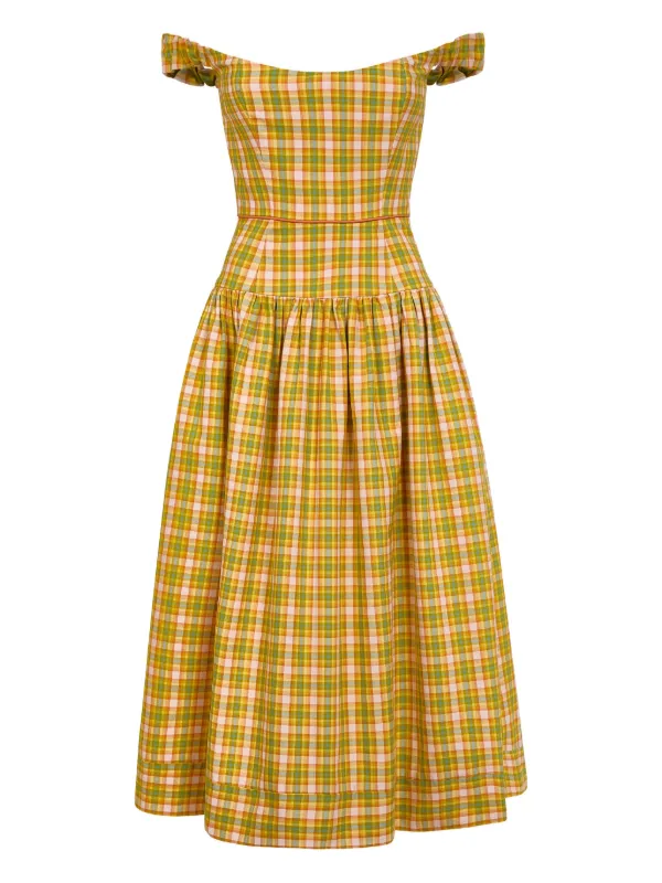 Markarian Women's Giorgia Plaid Cotton Midi-Dress - Saffron Plaid - Size 0