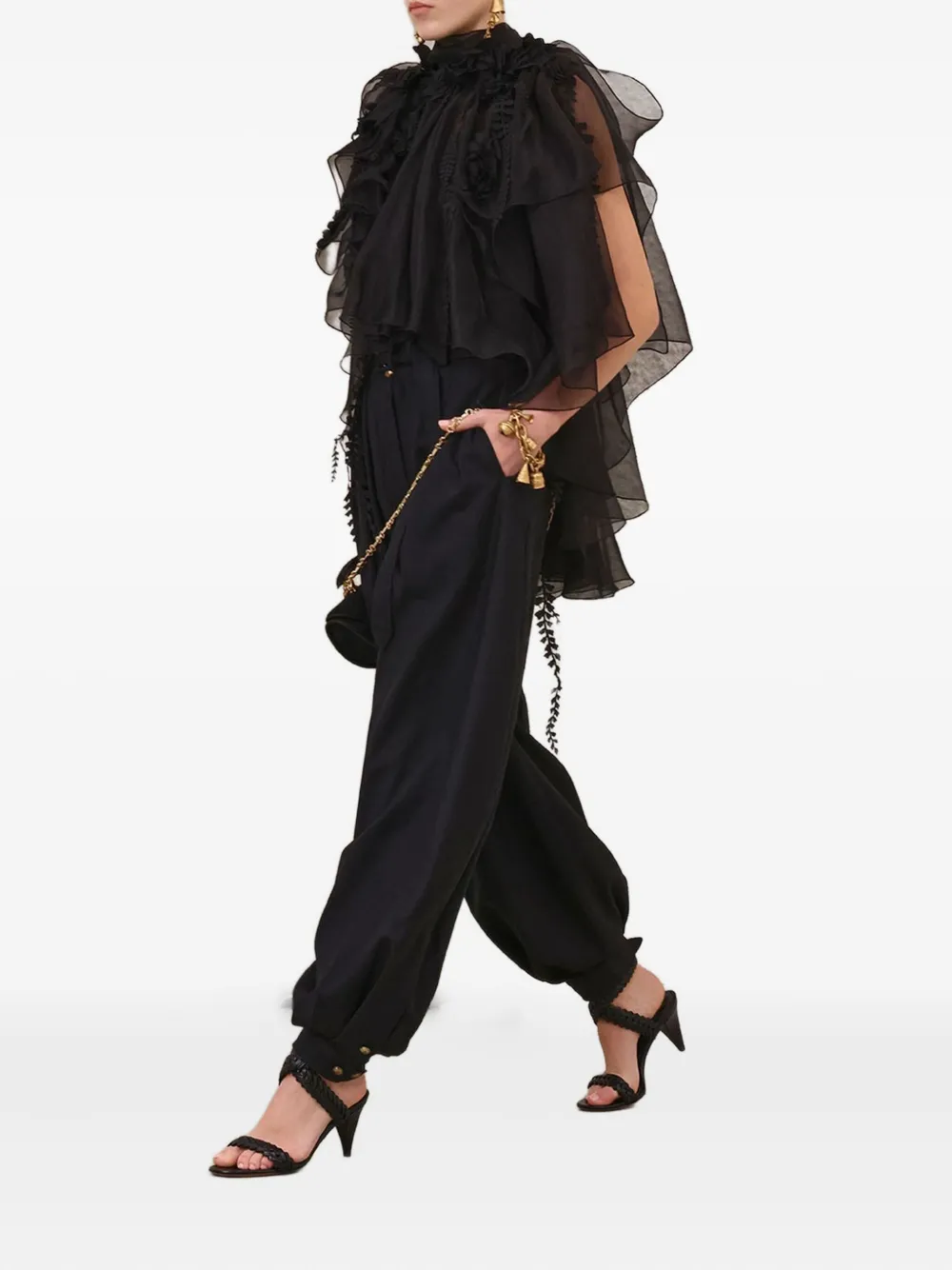 ZIMMERMANN belted buttoned harem trousers - Zwart