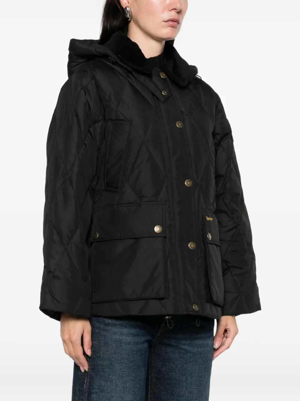Barbour Yasmin Hooded Puffer Jacket In Black