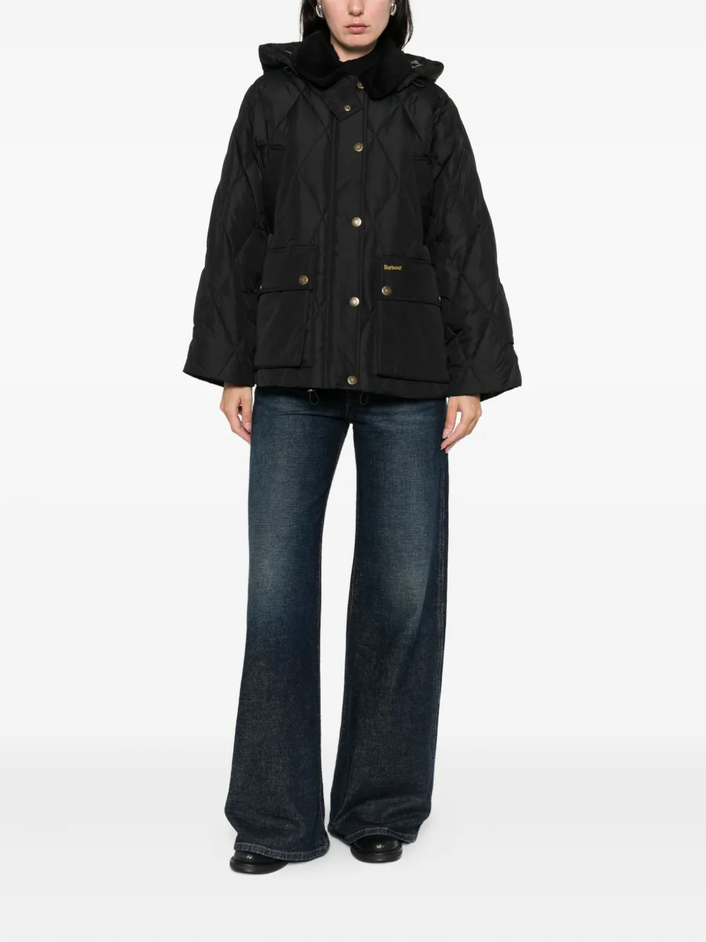 Barbour Yasmin Hooded Puffer Jacket In Black
