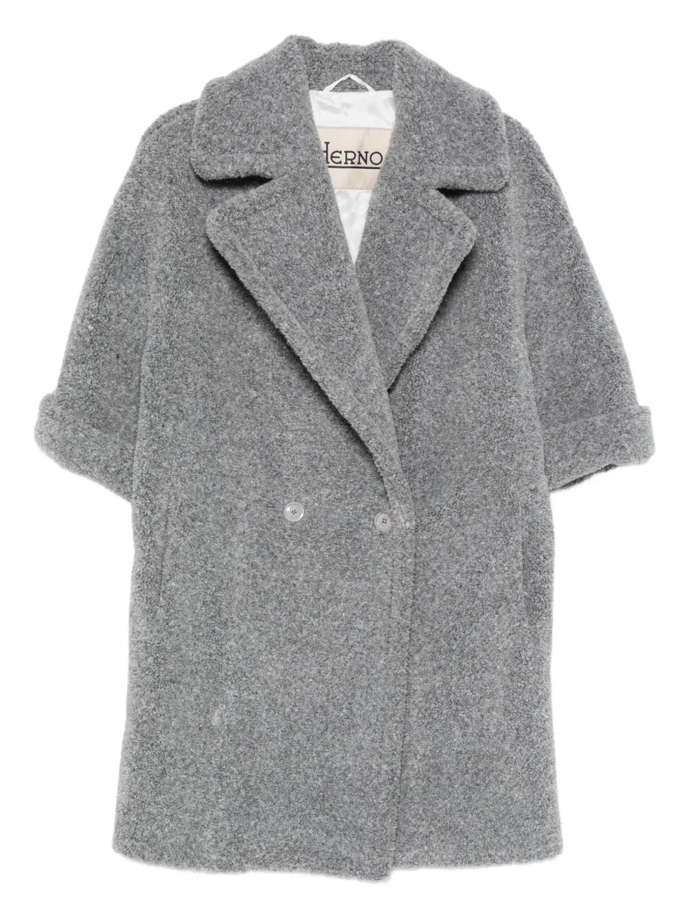 Herno Melange Teddy Coat In Gray