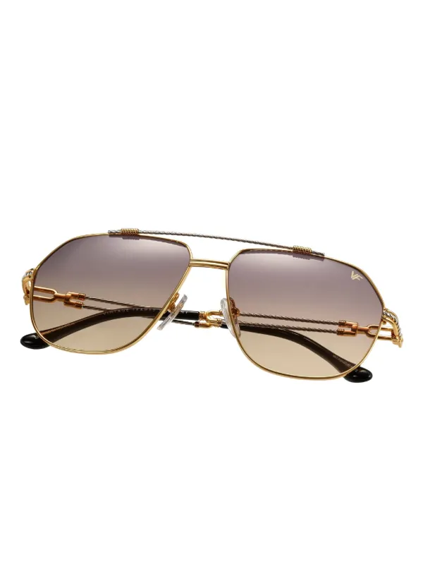 vintage frame company Gold Aviator Sunglasses 32359524_62414580_600.jpg main image 3