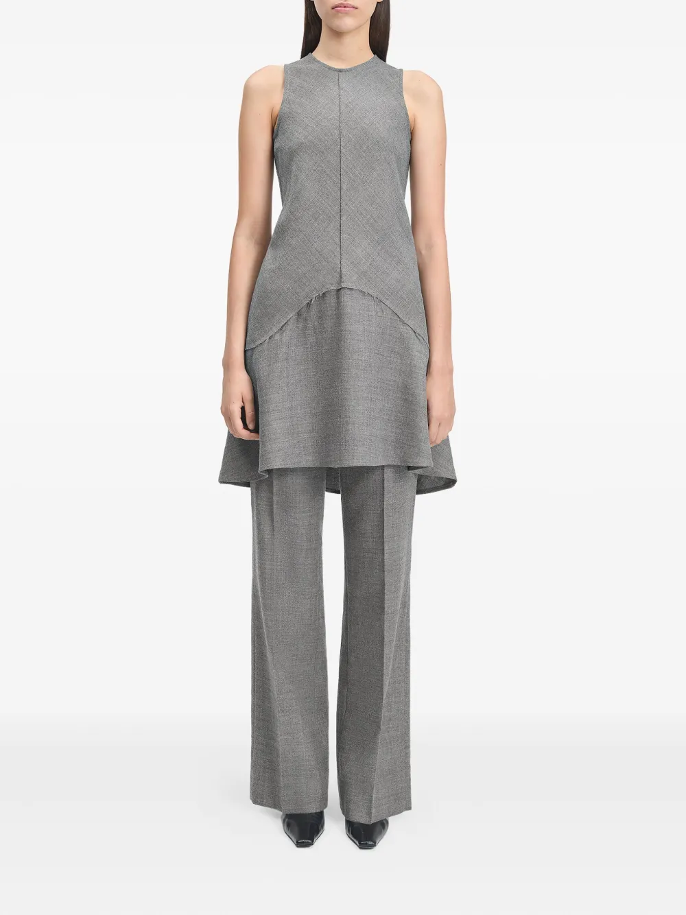 Bite Studios Sleeveless Asymmetrical Mini Dress In Gray