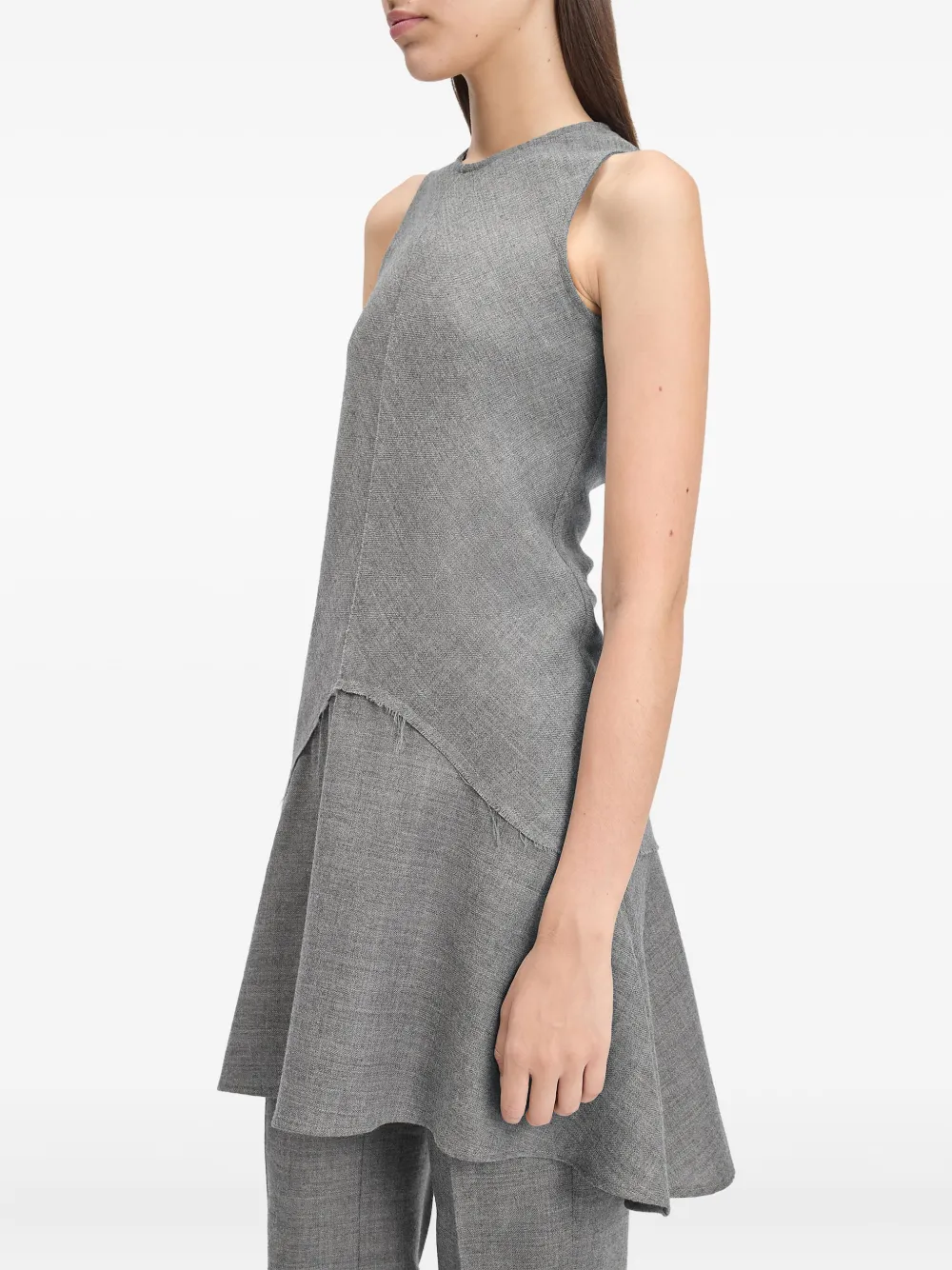 Bite Studios Sleeveless Asymmetrical Mini Dress In Gray
