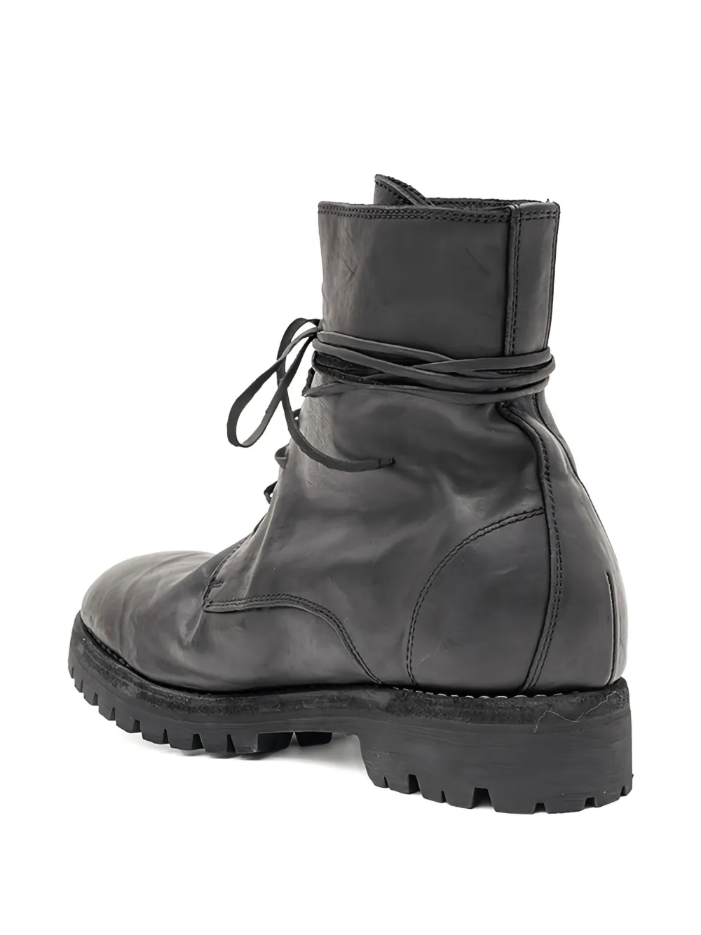 Guidi Horse leren veterlaarzen Zwart