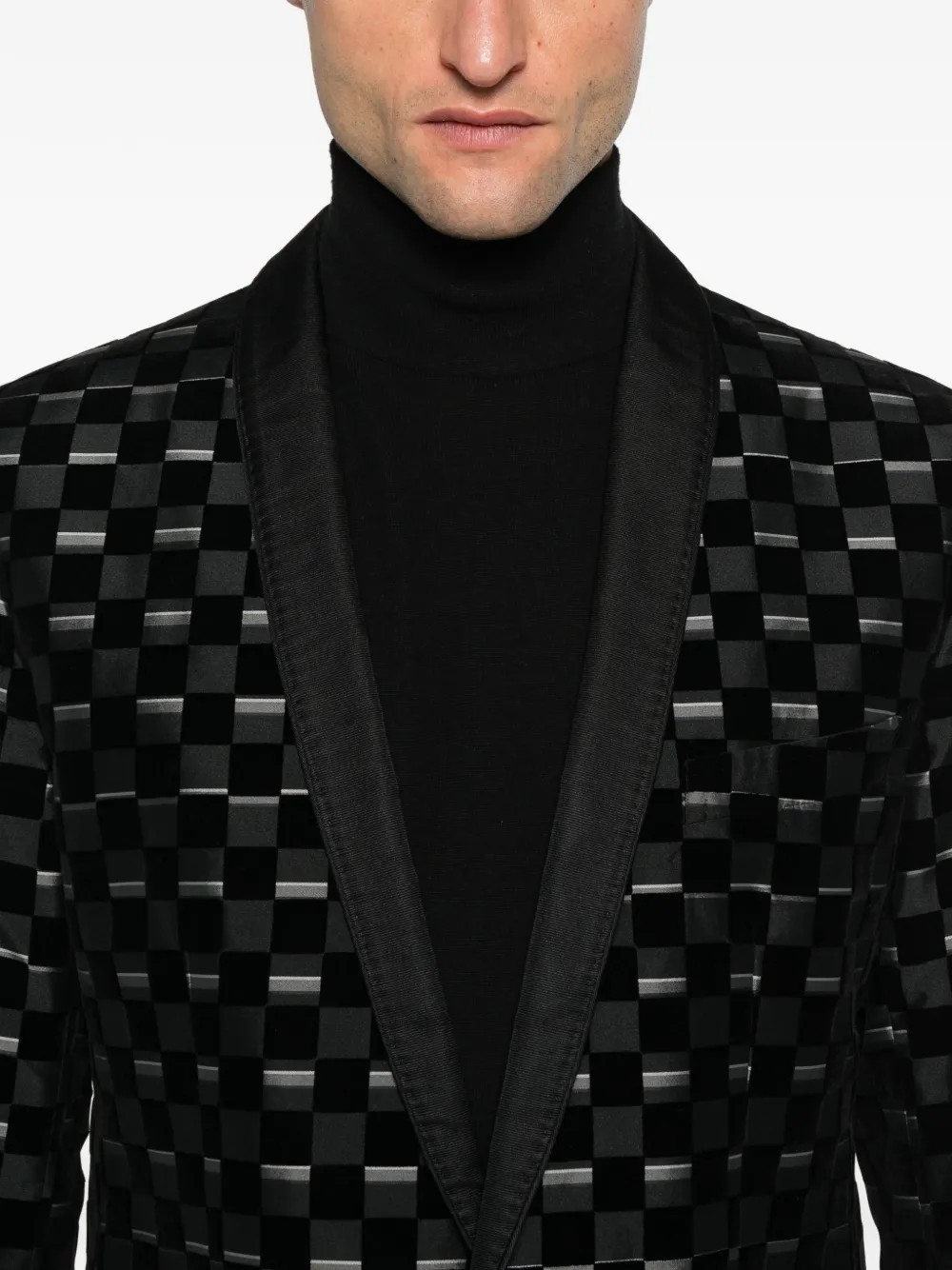 Pre-owned Dolce & Gabbana 2000s Checkered Blazer In Black
