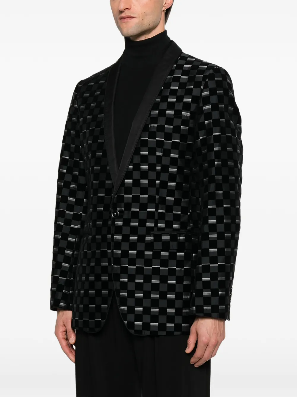 Pre-owned Dolce & Gabbana 2000s Checkered Blazer In Black