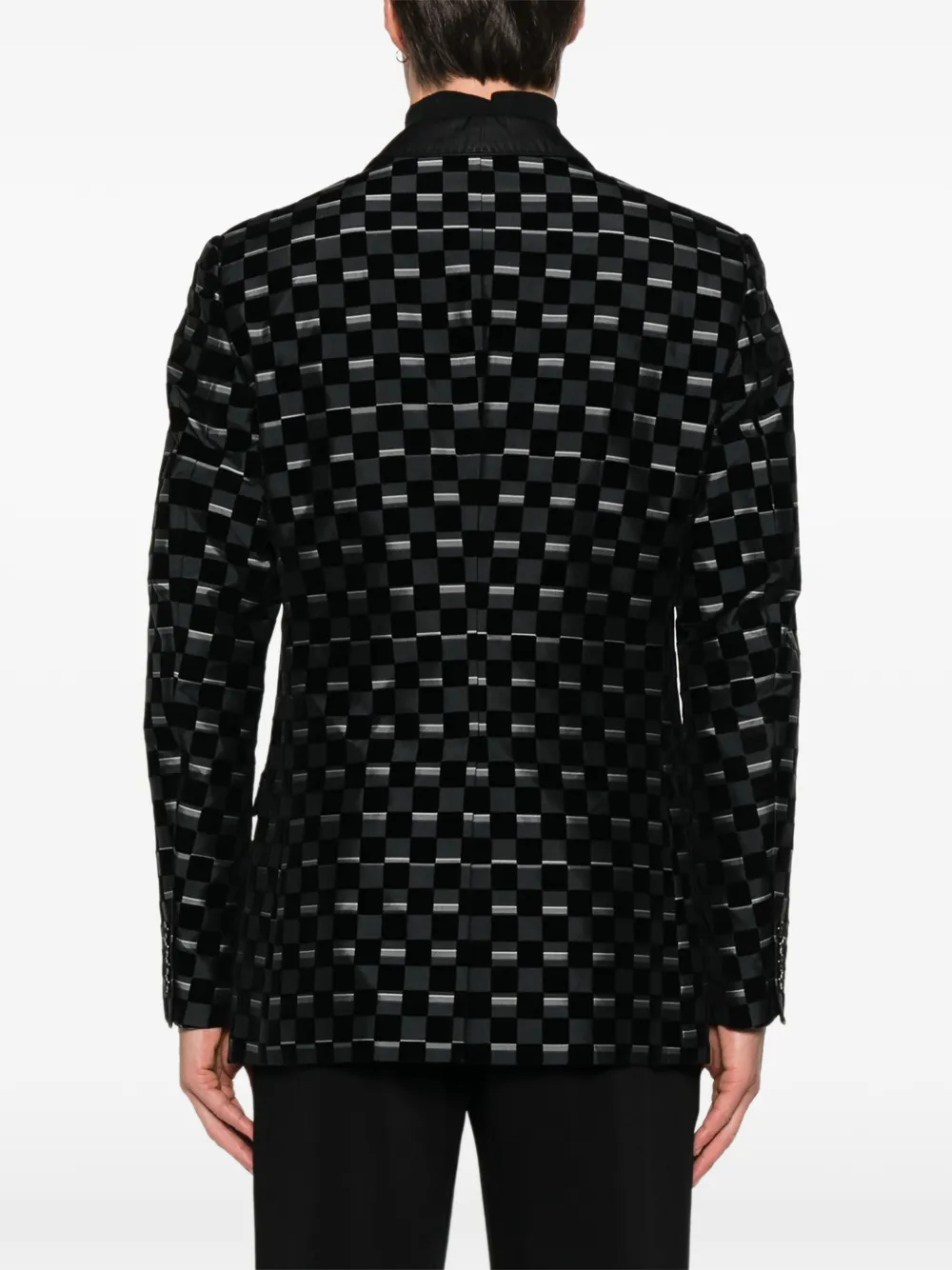 Pre-owned Dolce & Gabbana 2000s Checkered Blazer In Black