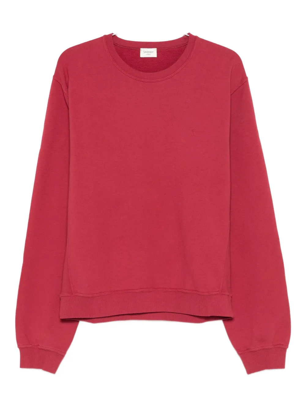 Saint Laurent Cotton Sweatshirt With Crew Neck And Long Sleeves In Red