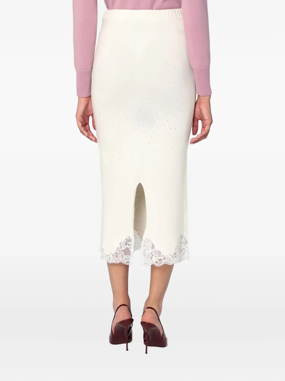 Embellished Lace Midi Skirt