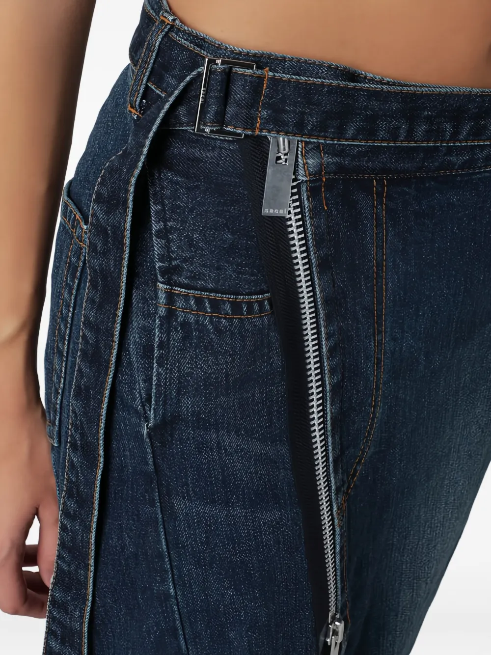 sacai Rok met ritsdetail Blauw
