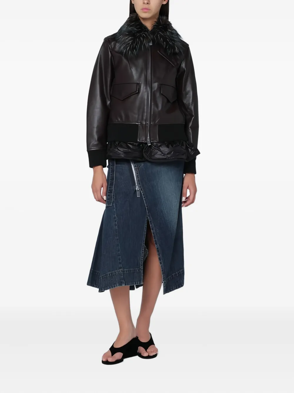 sacai Rok met ritsdetail Blauw