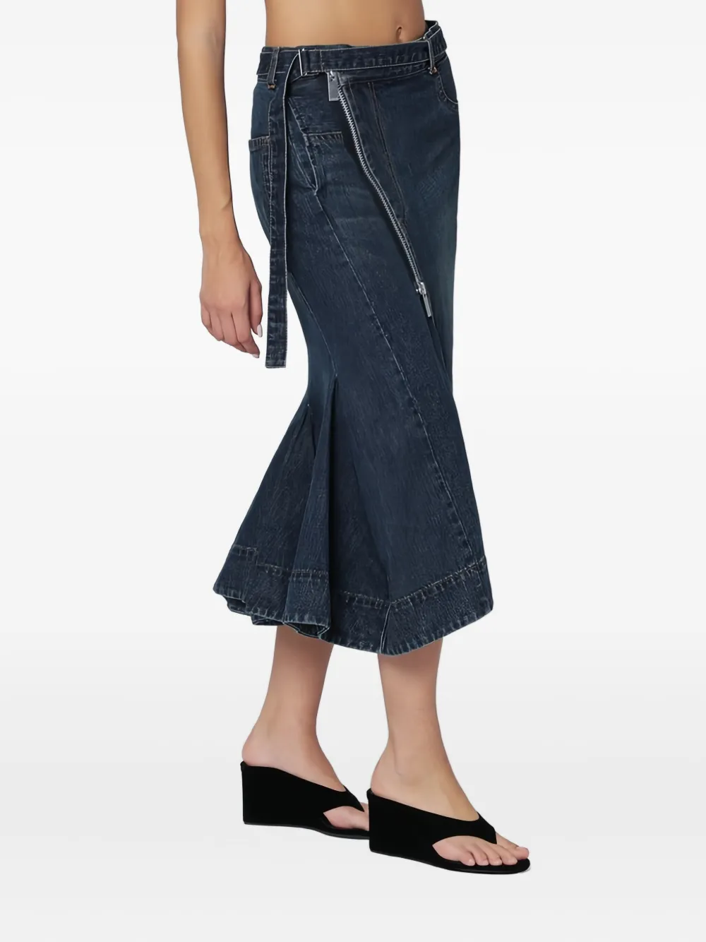 sacai Rok met ritsdetail Blauw
