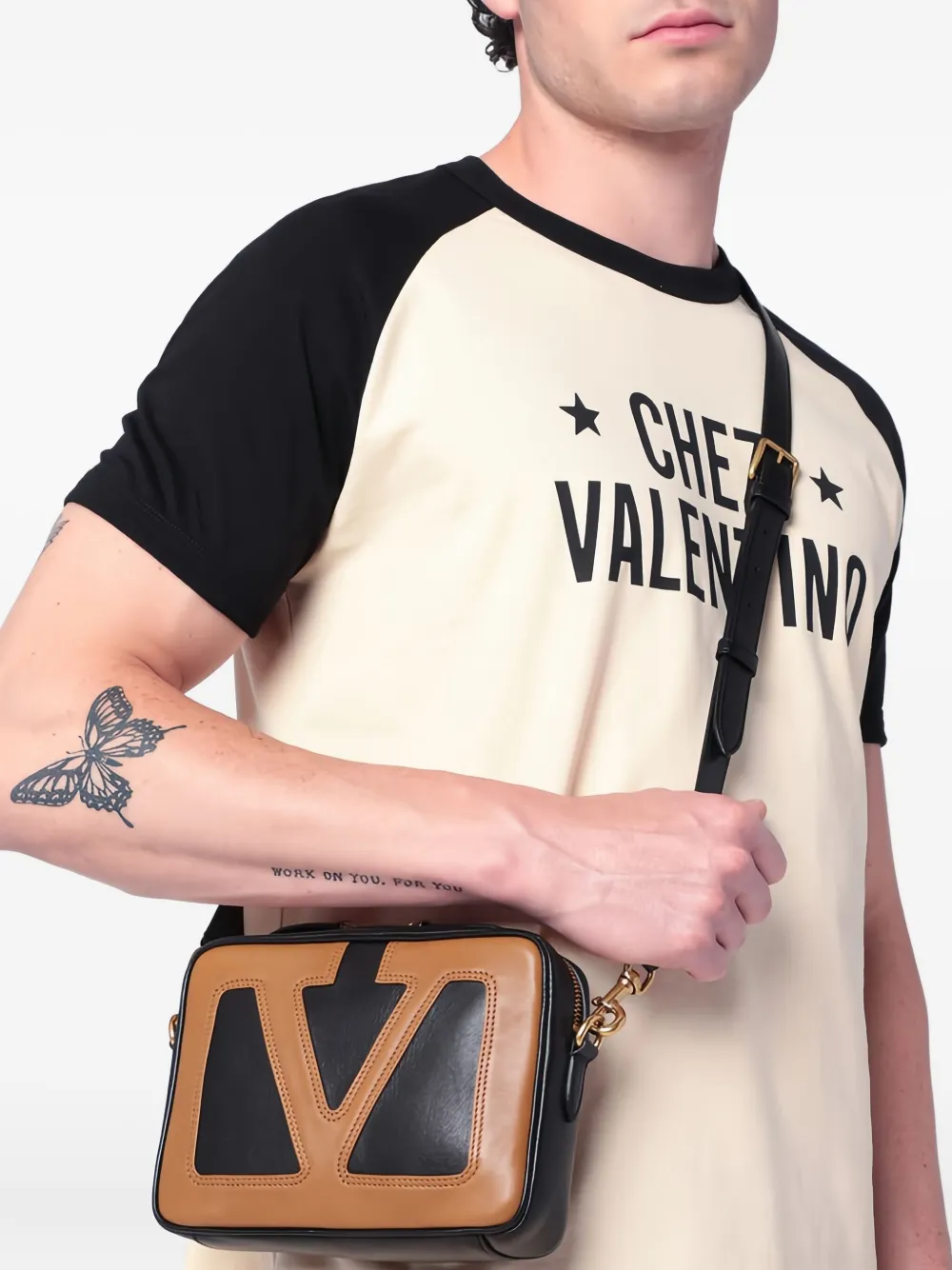 Valentino Garavani logo-motif chain messenger bag - Zwart