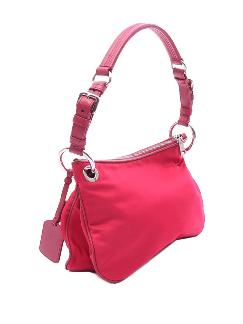 Pre-owned Prada 2013-2025 Soft Calfskin Trimmed Tessuto Shoulder Bag In Pink