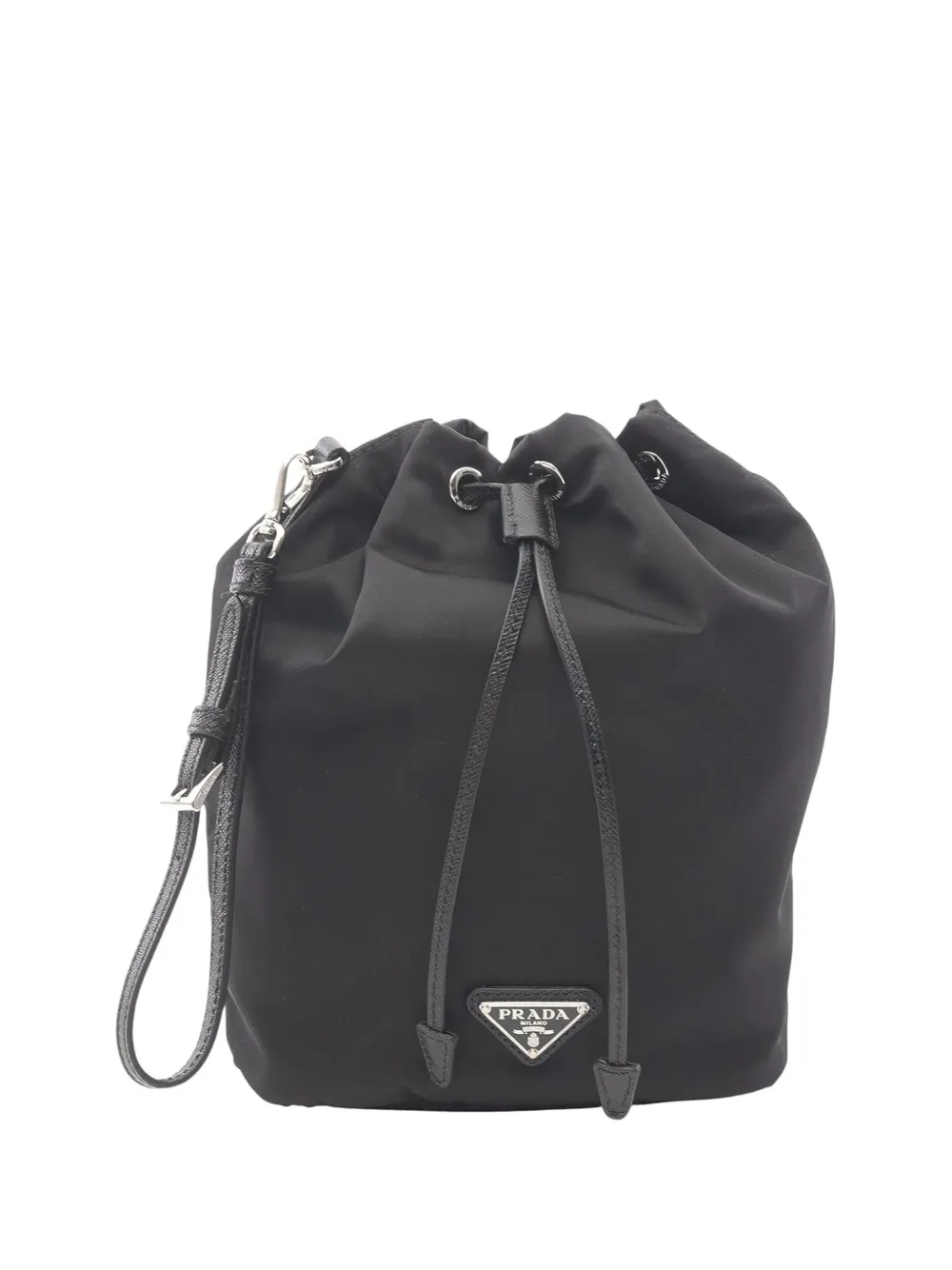Pre-owned Prada 2013-2025 Re Nylon Drawstring Pouch In Black