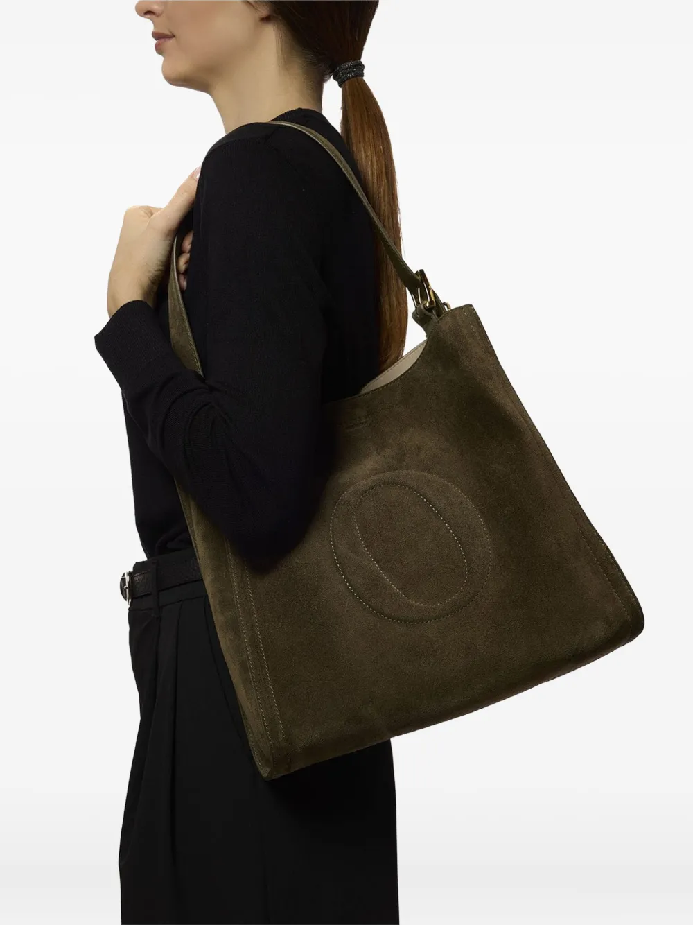 Orciani medium Her-O leather shoulder bag - Groen