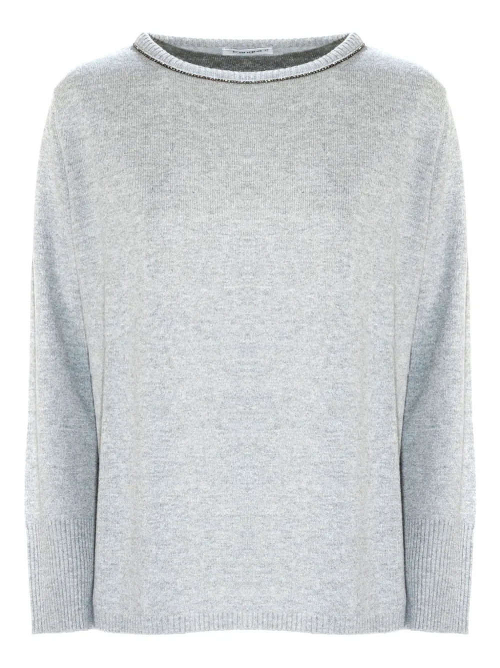 Kangra Cashmere Embellished-neck Sweater In Gray