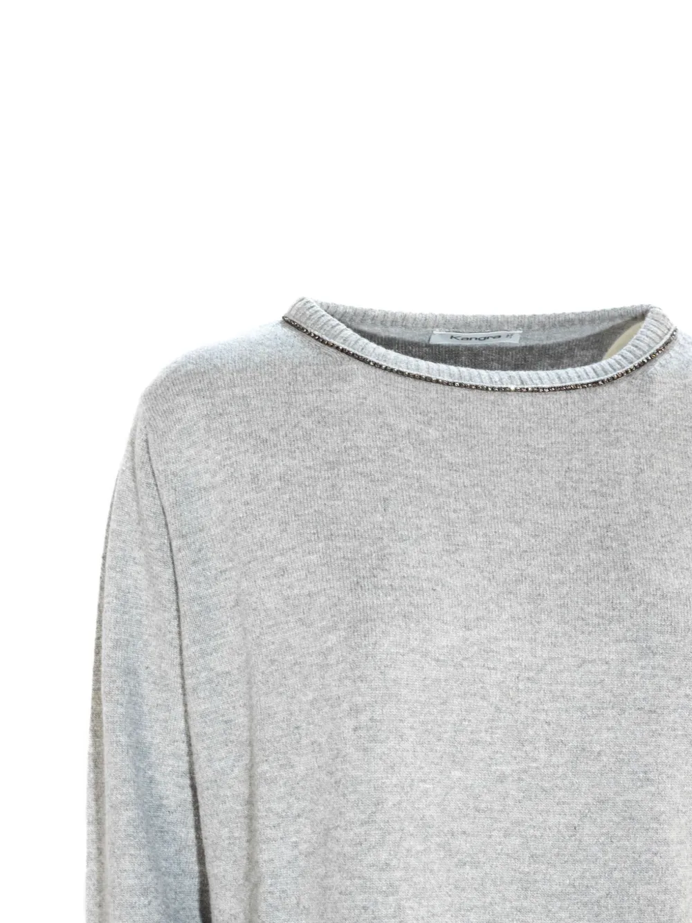 Kangra Cashmere Embellished-neck Sweater In Gray