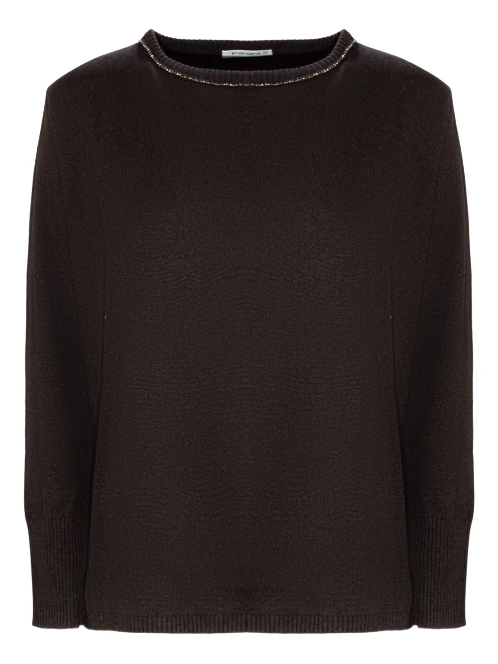 Kangra Cashmere Embellished-neck Sweater In Brown