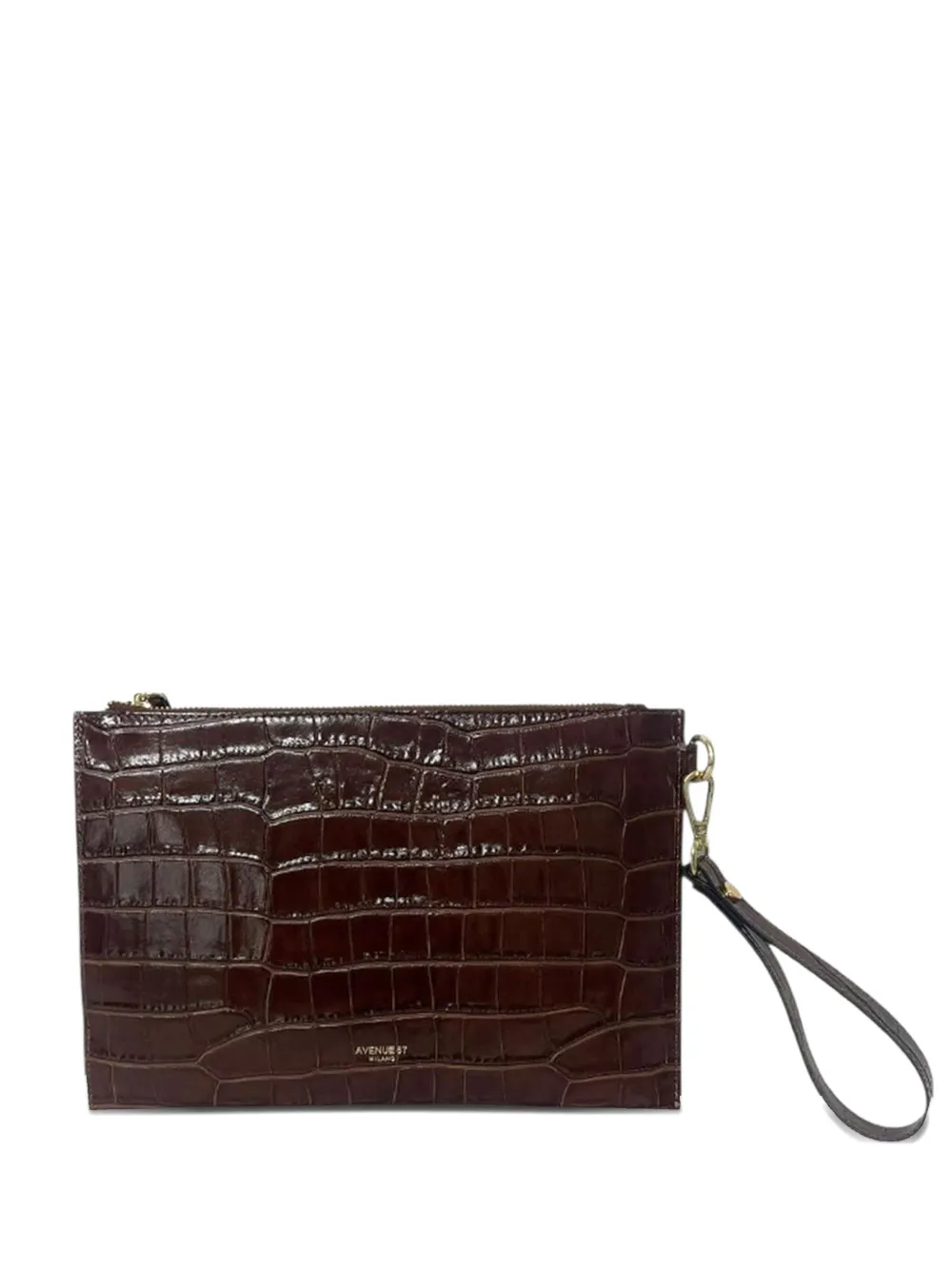 Avenue 67 Crocodile-effect Clutch Bag In Brown