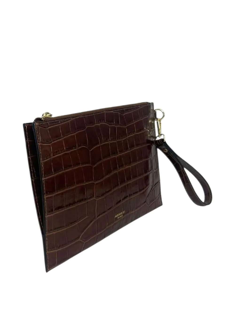 Avenue 67 crocodile-effect clutch bag - Bruin