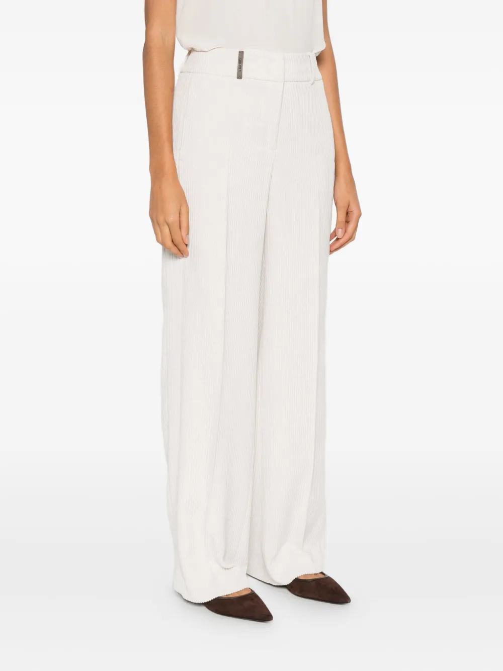 Peserico Ribfluwelen broek Wit