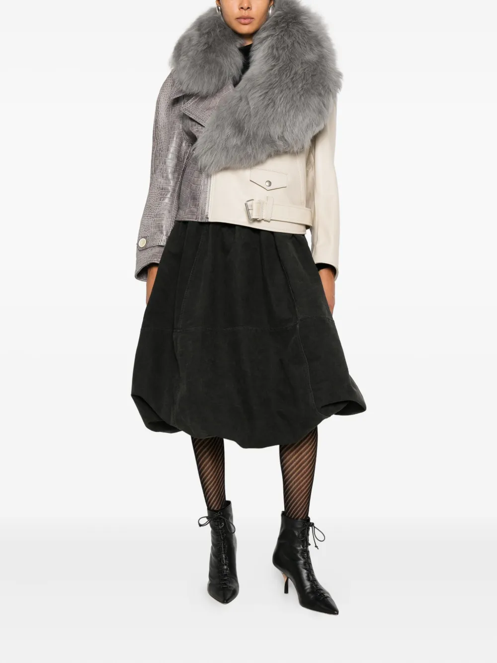Marni fur collar reptile-effect jacket | Biker Jackets | Image 2
