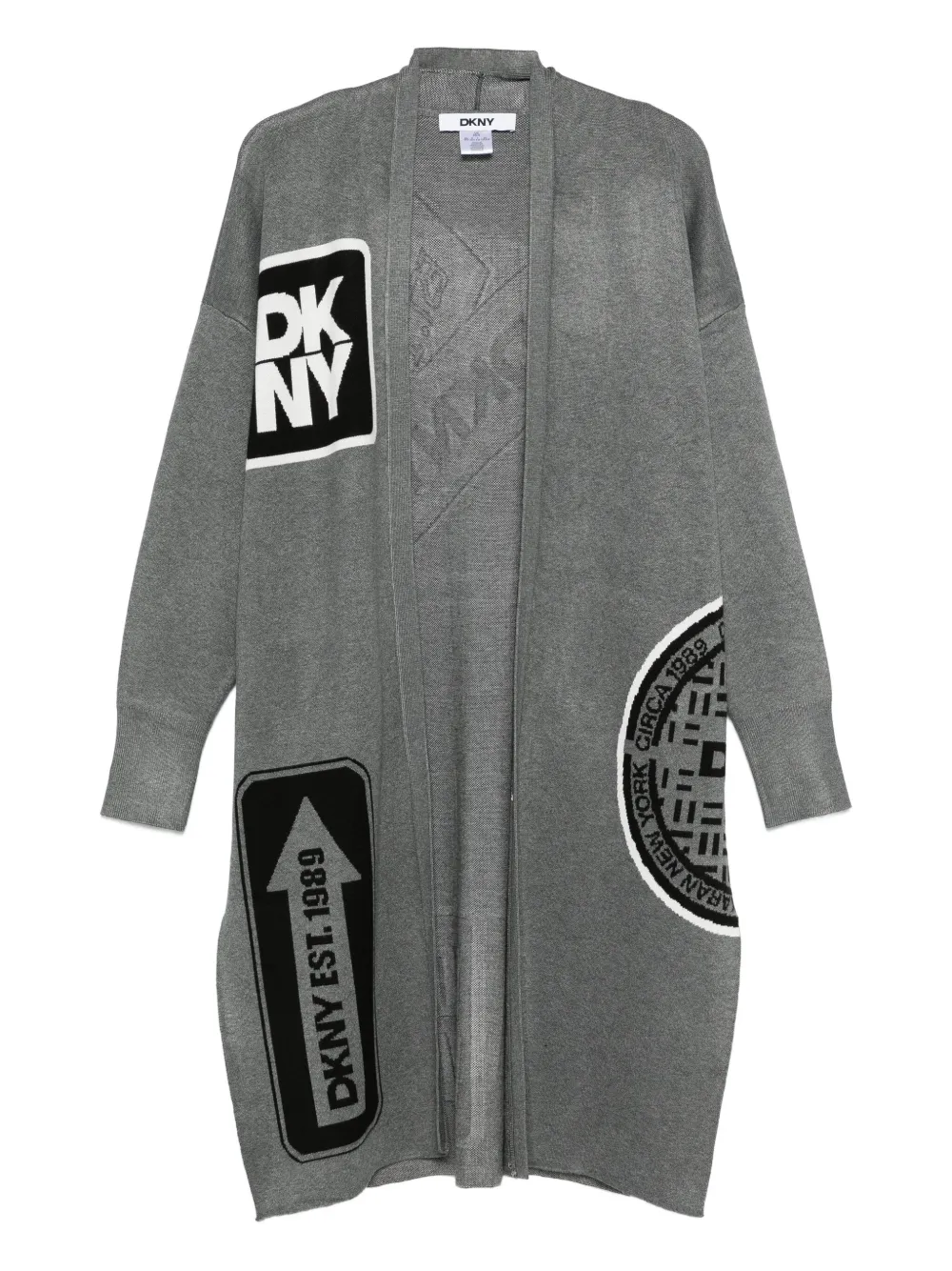 DKNY Jacquard-Cardigan mit Logo - Grau
