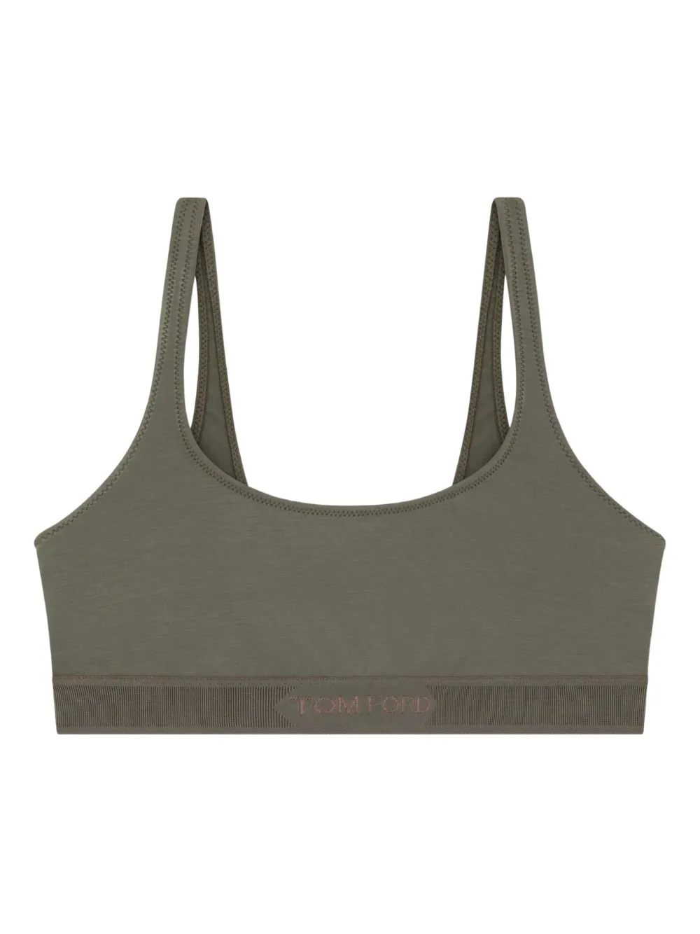 TOM FORD ribbed logo-detail bra – Green