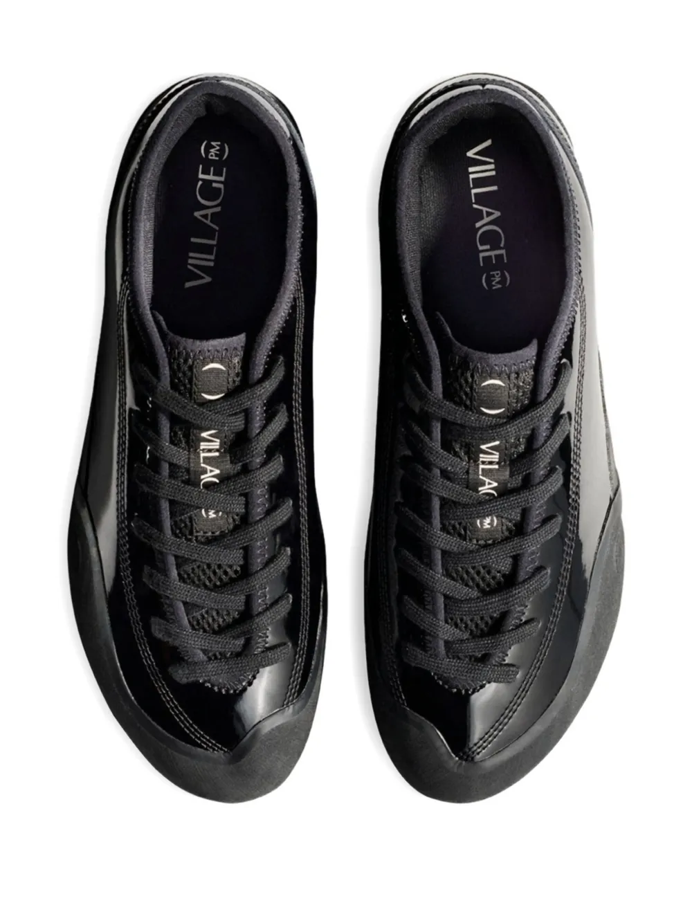 Village Pm Gloss Lace-up Trainers In Black