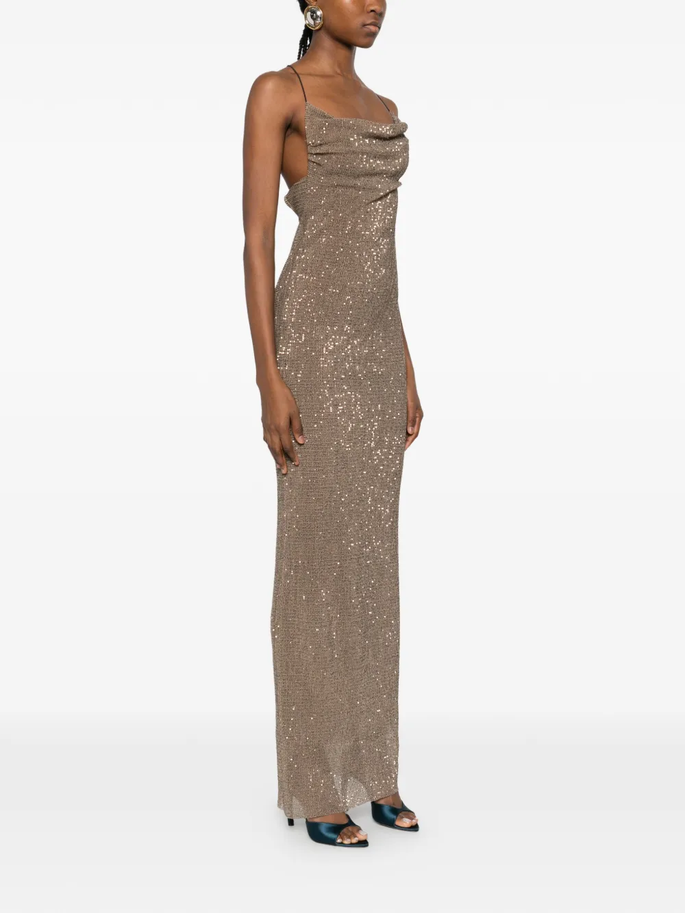  L'idée Cosmopolitan Sequinned Maxi Dress - Brown 