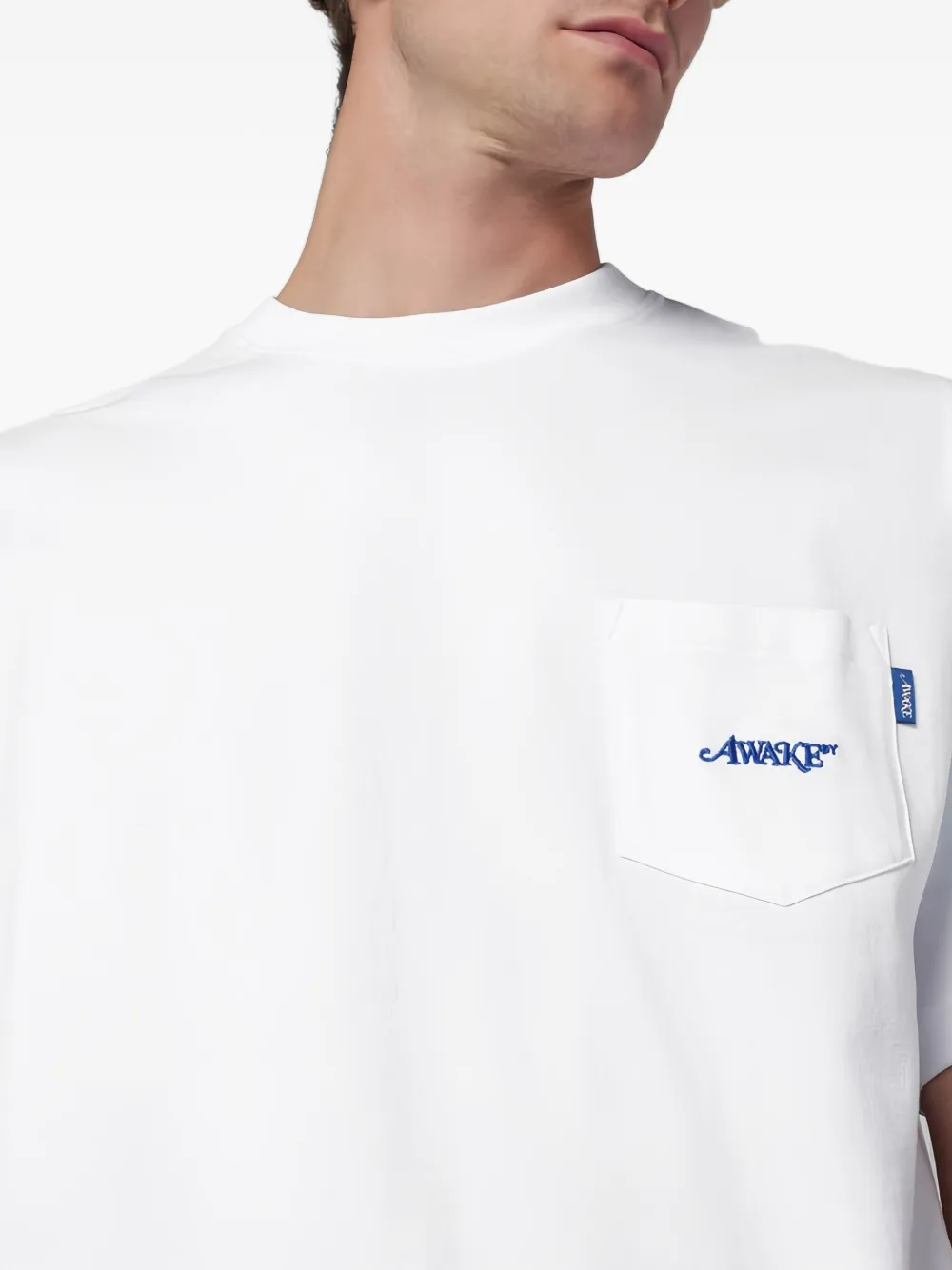 Awake NY T-shirt met opgestikte zak en korte mouwen Wit