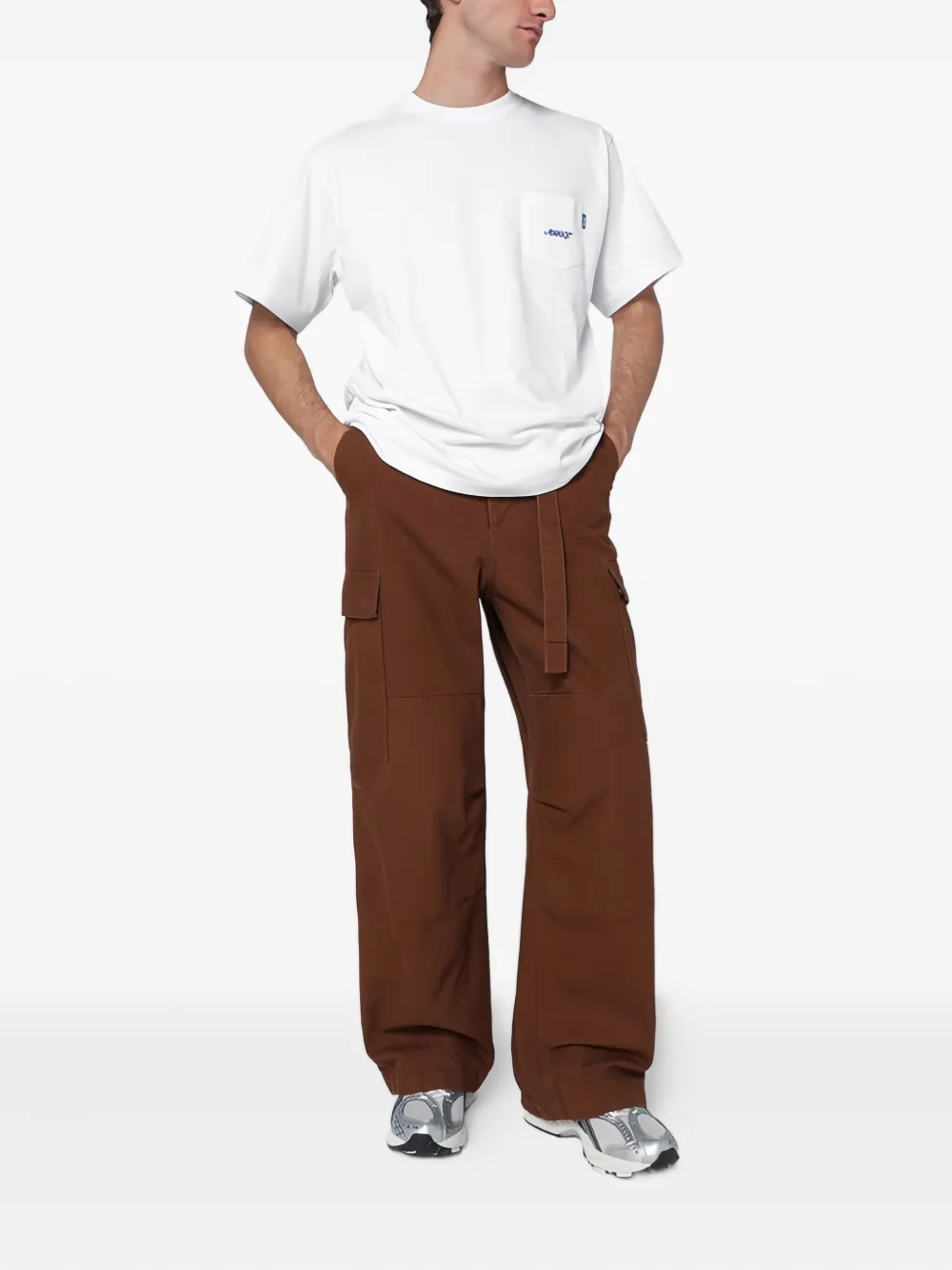 Awake NY T-shirt met opgestikte zak en korte mouwen - Wit