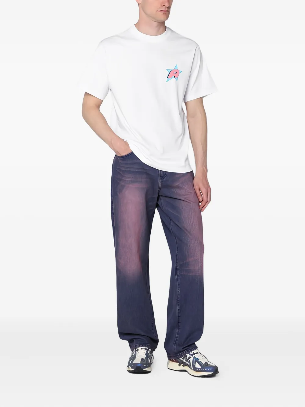 Awake NY T-shirt met logo-ster - Wit